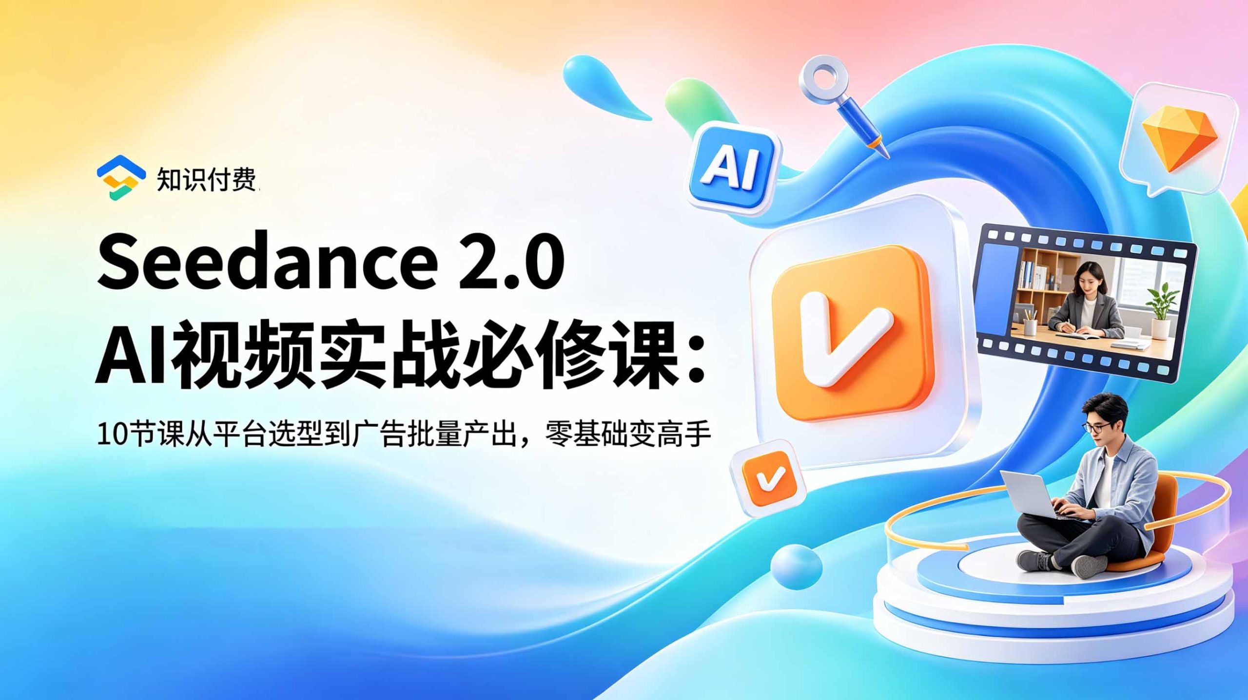 Seedance 2.0 AI视频实战必修课:10节课从平台选型到广告批量产出,零基础变高手-聚创源