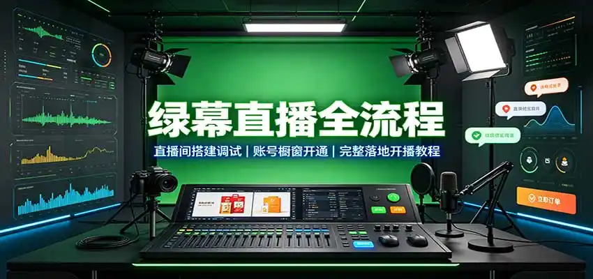 绿幕直播全流程:直播间搭建调试,账号橱窗开通,完整落地开播教程-聚创源