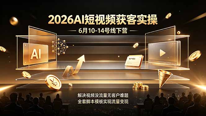 2026AI短视频获客实操6月10-14号线下营，解决视频没流量无客户难题，全套脚本模板实现流量变现-聚创源