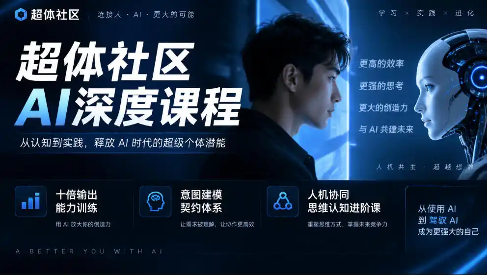 超体社区AI深度课程，十倍输出能力训练，意图建模契约体系，人机协同思维认知进阶课-聚创源