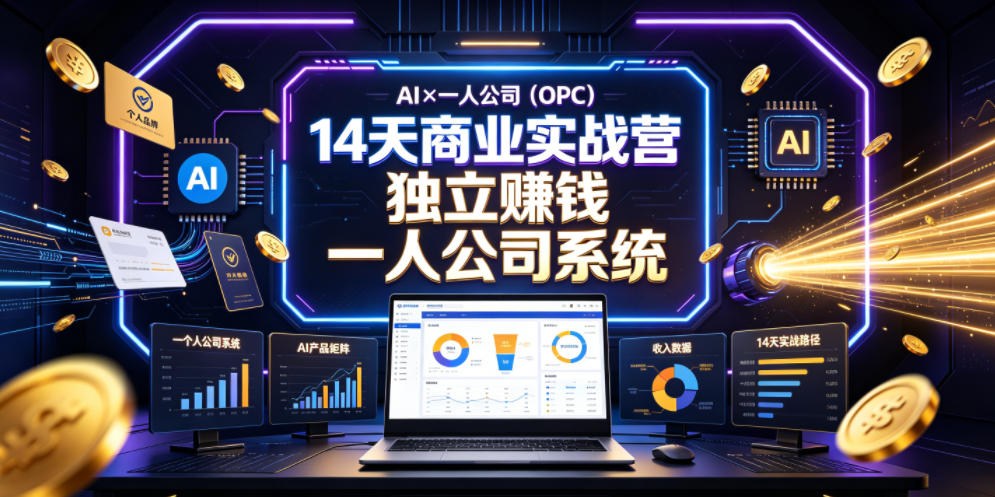 AI×一人公司(OPC)14天商业实战营，用AI帮你搭建一个属于你自己的、能独立賺钱的一人公司系统-聚创源