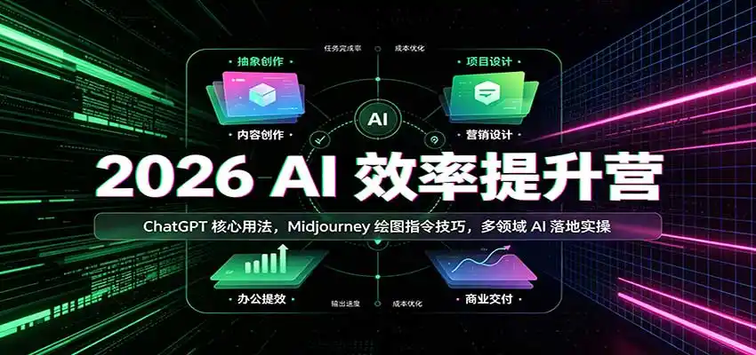 2026 AI效率提升营：ChatGPT核心用法，Midjourney绘图指令技巧，多领域AI落地实操-聚创源