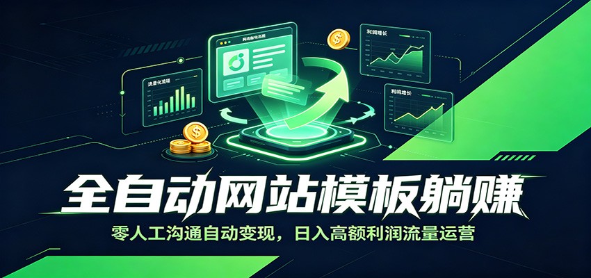 全自动网站模板躺赚：零人工沟通自动变现，日入高额利润流量运营-聚创源