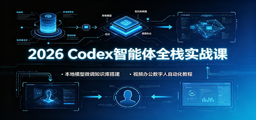 2026 Codex智能体全栈实战课：本地模型微调知识库搭建，视频办公数字人自动化教程-聚创源
