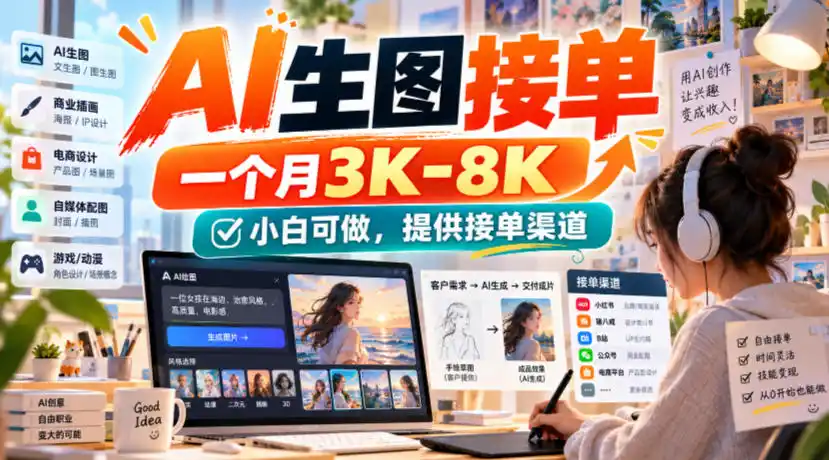 AI生图接单，一个月3K-8K，小白可做，提供接单渠道-聚创源