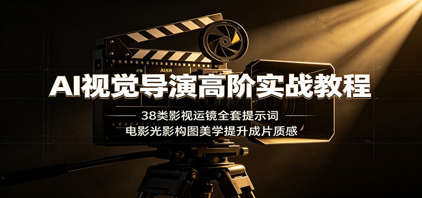 AI视觉导演高阶实战教程：38类影视运镜全套提示词，电影光影构图美学提升成片质感-聚创源
