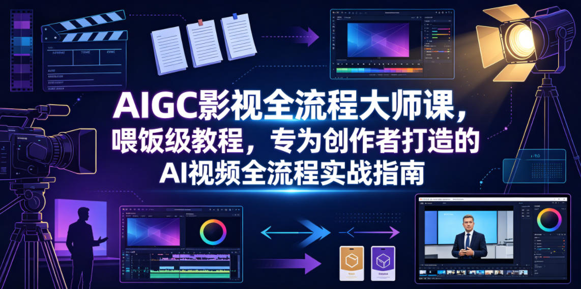 AIGC影视全流程大师课，喂饭级教程，专为创作者打造的AI视频全流程实战指南-聚创源