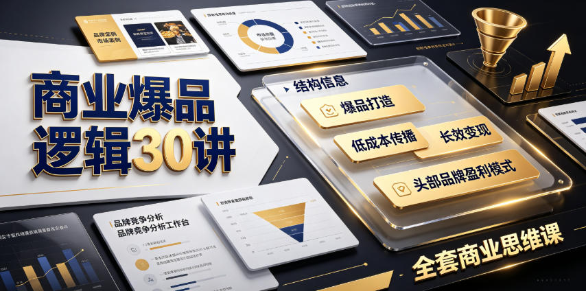 商业爆品逻辑30讲｜拆解各行各业头部品牌盈利模式，吃透爆品打造、低成本传播、长效变现全套商业思维课-聚创源