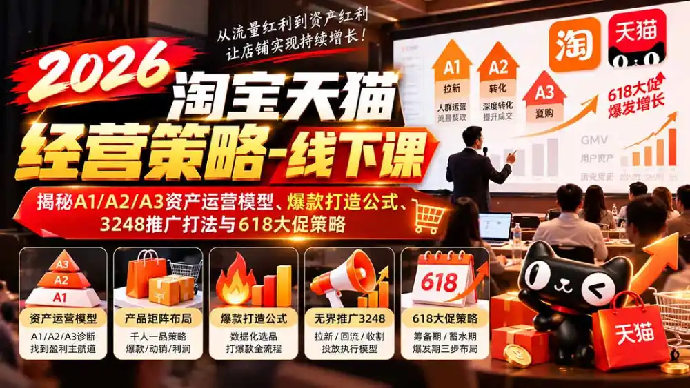 2026淘宝天猫经营策略-线下课：揭秘A1/A2/A3资产运营模型、爆款打造公式、3248推广打法与618大促策略-聚创源