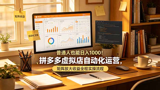 普通人也能日入 1000！拼多多虚拟店自动化运营，矩阵放大收益全程实操流程-聚创源