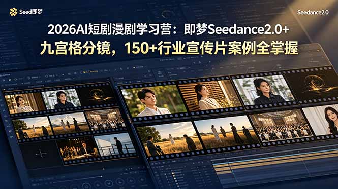2026AI短剧漫剧学习营：即梦Seedance2.0+九宫格分镜，150+行业宣传片案例全掌握-聚创源