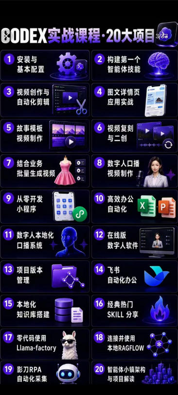 2026Codex智能体实战最新课，从安装配置到智能体小镇架构，涵盖视频创作/数字人/办公提效全技能-聚创源