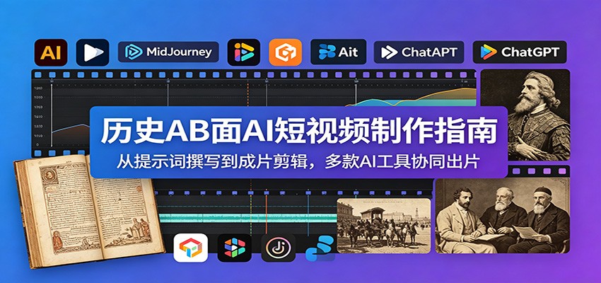 历史AB面AI短视频制作指南：从提示词撰写到成片剪辑，多款AI工具协同出片-聚创源