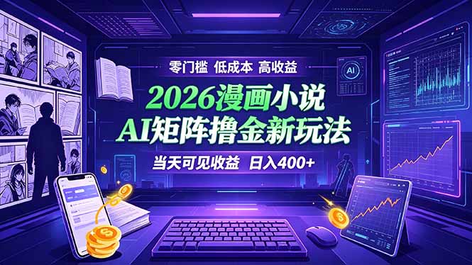 爆款小说漫画大阅读 ai矩阵操作 当天可见收益 日入400+ 零门槛 高收益-聚创源