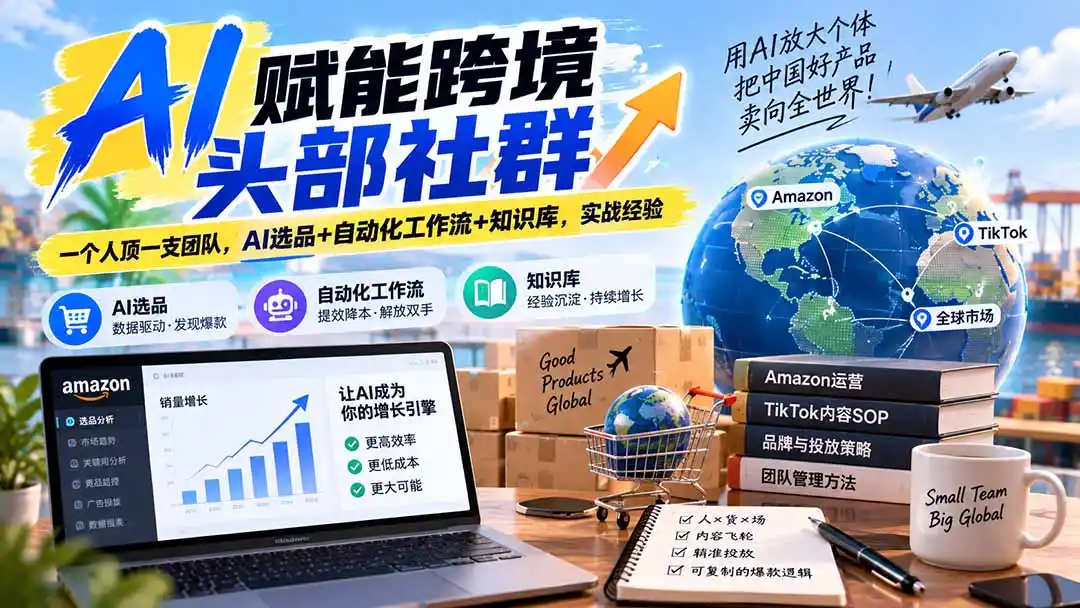 AI赋能跨境头部社群-更新9月：一个人顶一支团队，AI选品+自动化工作流+知识库，实战经验-聚创源