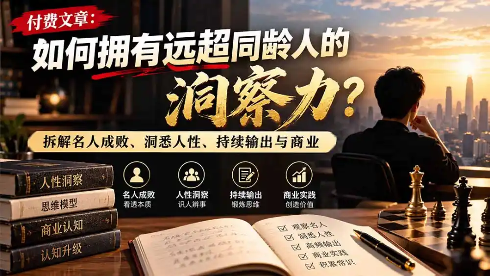 付费文章:如何拥有远超同龄人的洞察力?拆解名人成败、洞悉人性、持续输出与商业实践-聚创源