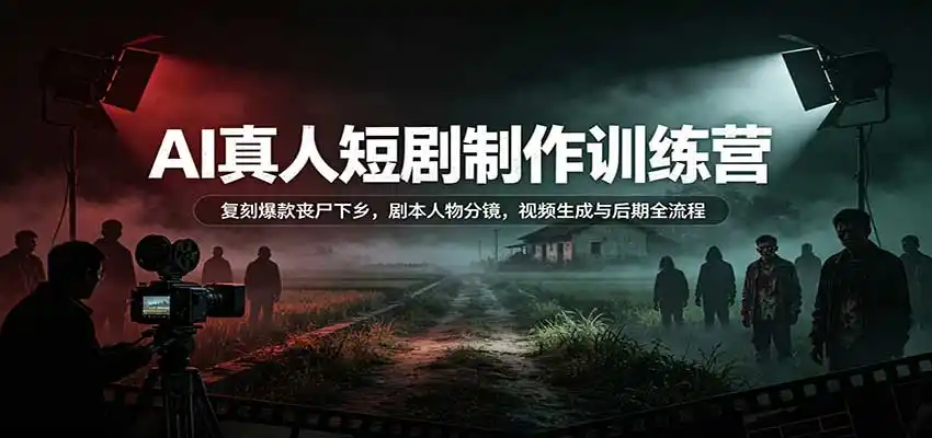 AI真人短剧制作训练营：复刻爆款丧尸下乡，剧本人物分镜，视频生成与后期全流程-聚创源