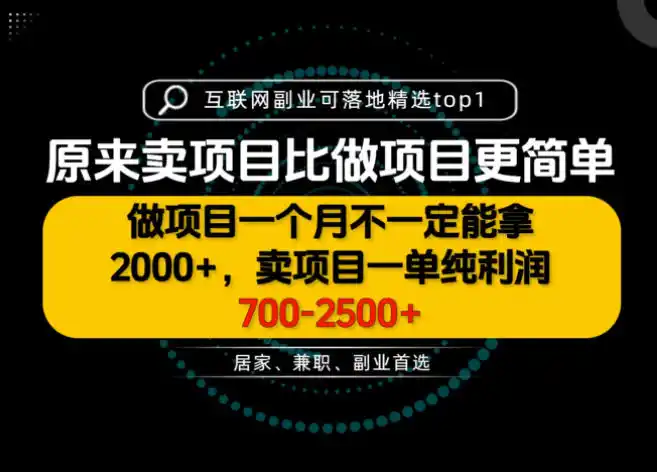 一单利润700-2.5K+，为什么我们要卖项目而不是做项目，我们普通人应该怎样开始？【揭秘】-聚创源