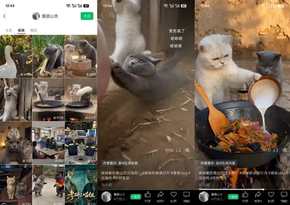 猫咪慢生活短视频教学，AI搞笑萌宠赛道，视频号分成+精选独家+伙伴计划+商单收徒等多种变现方式-聚创源