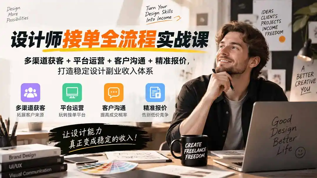 设计师接单全流程实战课-无水印｜多渠道获客+平台运营+客户沟通+精准报价，打造稳定设计副业收入体系-聚创源