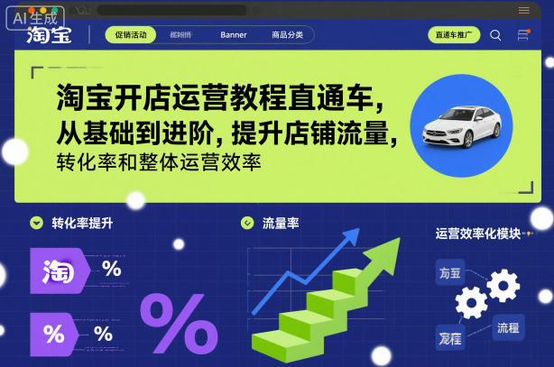 淘宝开店运营教程直通车,从基础到进阶,提升店铺流量,转化率和整体运营效率(更新26年07月11日)-聚创源
