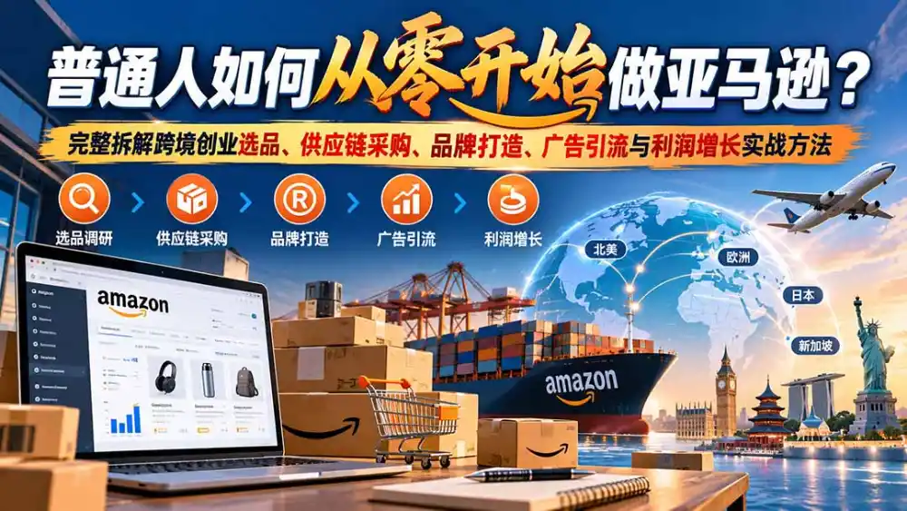 普通人如何从零开始做亚马逊？完整拆解跨境创业选品、供应链采购、品牌打造、广告引流与利润增长实战方法-聚创源