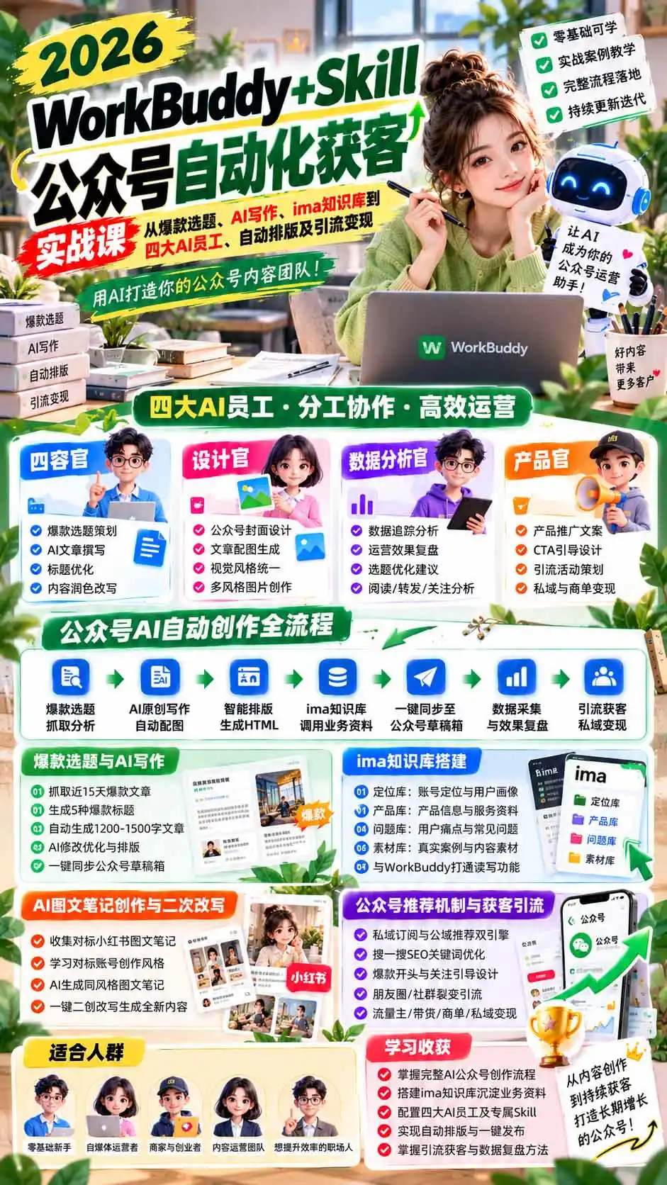 WorkBuddy + Skill公众号自动化获客实战课：从爆款选题、AI写作、ima知识库到四大AI员工、自动排版及引流变现-聚创源