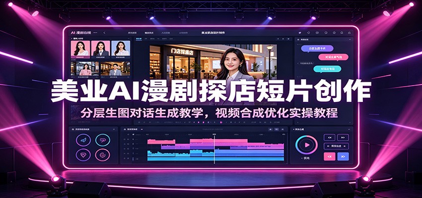 美业AI漫剧探店短片创作：分层生图对话生成教学，视频合成优化实操教程-聚创源