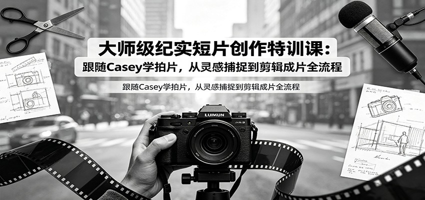 大师级纪实短片创作特训课:跟随Casey学拍片,从灵感捕捉到剪辑成片全流程-聚创源