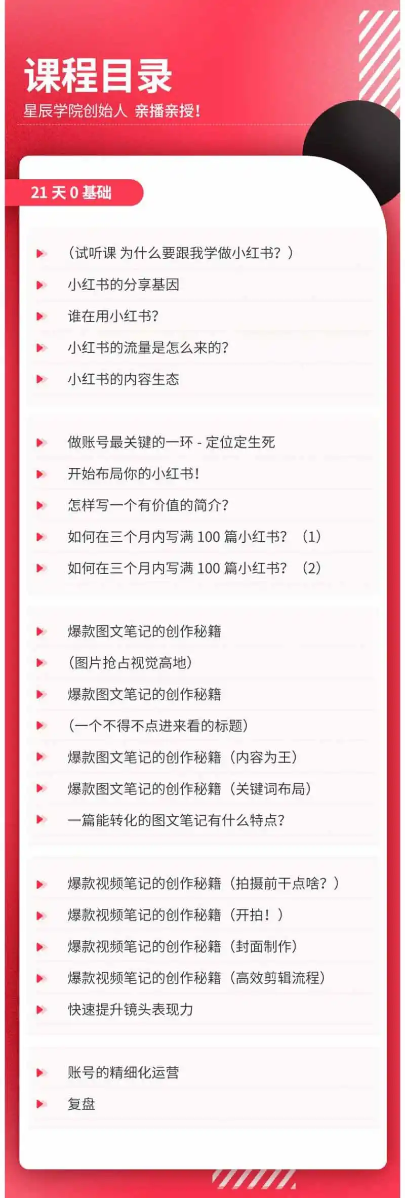 小红书21天图文视频爆款创作课:掌握选题、图片、标题、内容、关键词与脚本剪辑,建立持续创作体系-聚创源