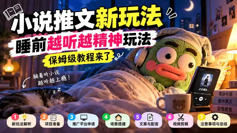 小说推文新玩法，睡前越听越精神玩法，保姆级教程来了-聚创源