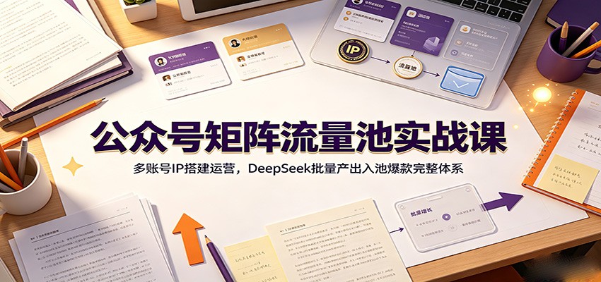 公众号矩阵流量池实战课：多账号IP搭建运营，DeepSeek批量产出入池爆款完整体系-聚创源