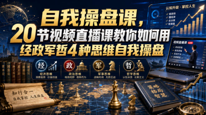 自我操盘课,20节视频直播课教你如何用经政军哲4种思维自我操盘-聚创源