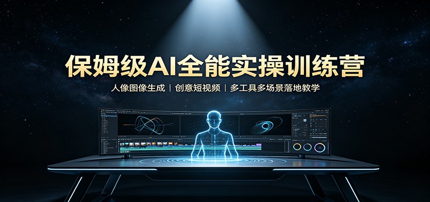 保姆级AI全能实操训练营：人像图像生成，创意短视频，多工具多场景落地教学-聚创源