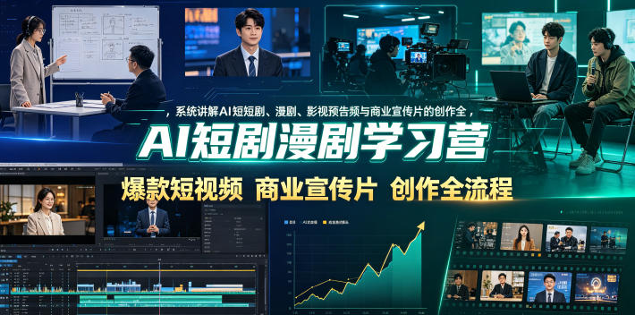 AI短剧漫剧学习营，系统讲解AI短剧、漫剧、影视预告片、爆款短视频与商业宣传片的创作全流程-聚创源