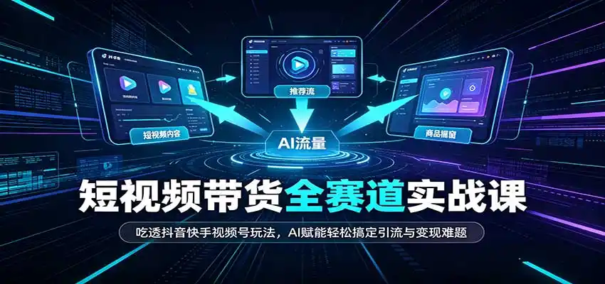 短视频带货全赛道：吃透抖音快手视频号玩法，AI赋能轻松搞定引流与变现难题-聚创源
