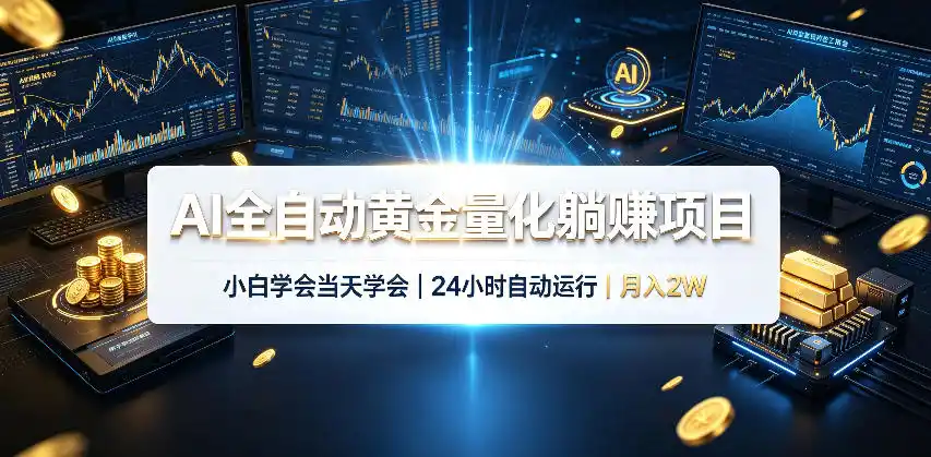 AI全自动黄金量化躺賺项目，24小时自动运行，月入2W！-聚创源