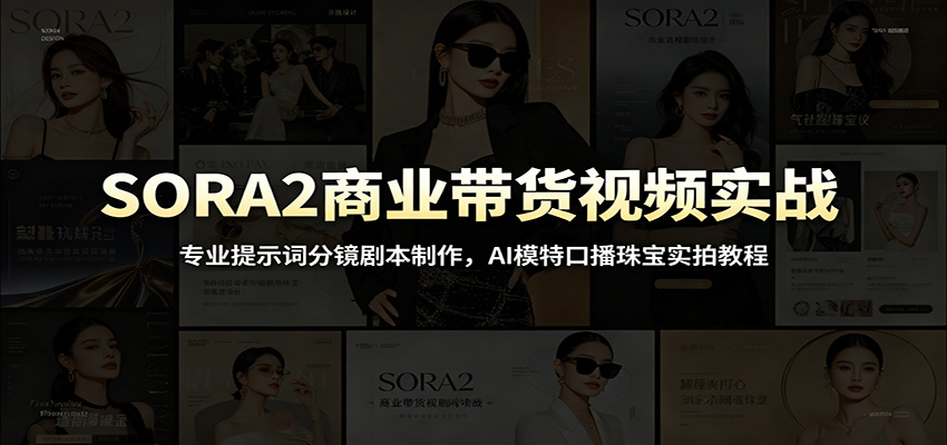 SORA2商业带货视频实战：专业提示词分镜剧本制作，AI模特口播珠宝实拍教程-聚创源