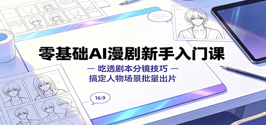 零基础AI漫剧新手入门课：吃透剧本分镜技巧，搞定人物场景批量出片-聚创源