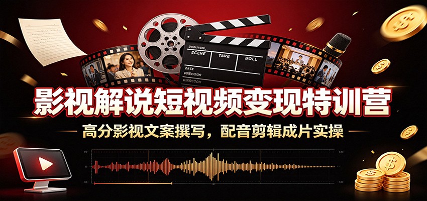 影视解说短视频变现特训营：高分影视文案撰写，配音剪辑成片实操-聚创源