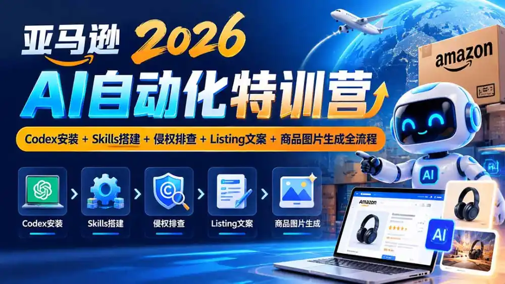亚马逊2026AI自动化-10月特训营：Codex安装+Skills搭建+侵权排查+Listing文案+商品图片生成全流程-聚创源