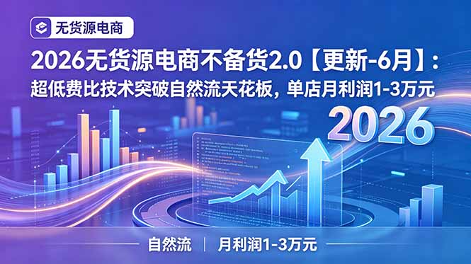 2026无货源电商不备货2.0【更新-7月】:超低费比技术突破自然流天花板,单店月利润1-3万元-聚创源