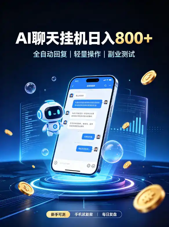 AI聊天挂G项目，日入800➕，全自动操作，适用个人副业，支持工作室矩阵操作【揭秘】-聚创源