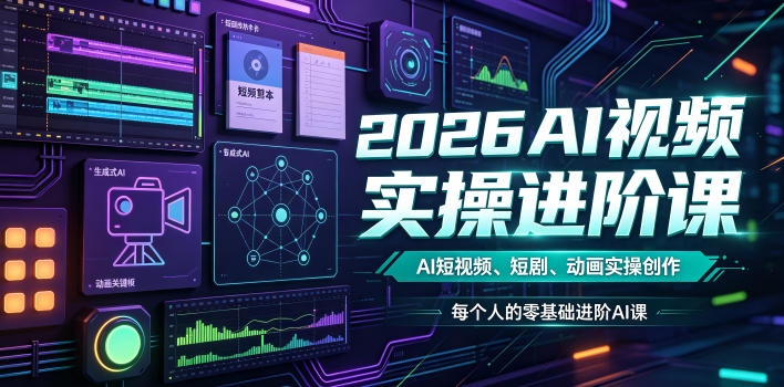 2026AI视频实操进阶课，AI短视频、短剧、动画实操创作，每个人的零基础进阶ai课-聚创源