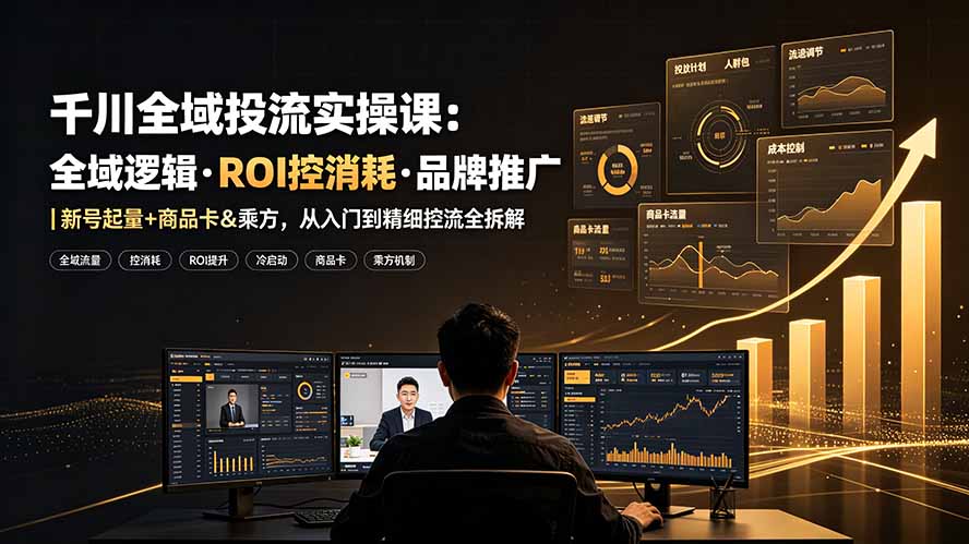 千川全域投流实操课：全域逻辑·ROI控消耗·品牌推广｜新号起量+商品卡&乘方，从入门到精细控流全拆解-聚创源
