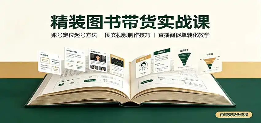 精装图书带货实战课：账号定位起号方法，图文视频制作，促单转化教学-聚创源