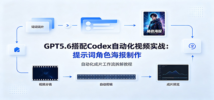 GPT5.6搭配Codex自动化视频实战:提示词角色海报制作,自动化成片工作流拆解教程-聚创源
