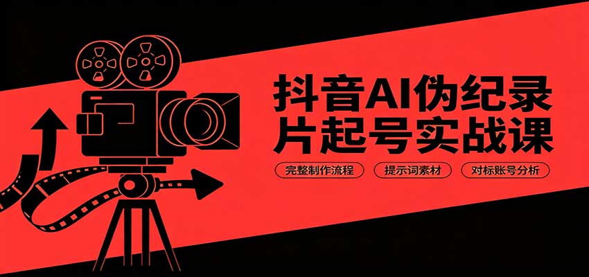 抖音AI伪纪录片起号实战课：完整制作流程，提示词素材，对标账号分析-聚创源