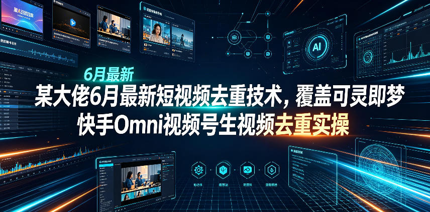 某大佬6月最新短视频去重技术，覆盖可灵即梦快手Omni视频号生视频去重实操-聚创源