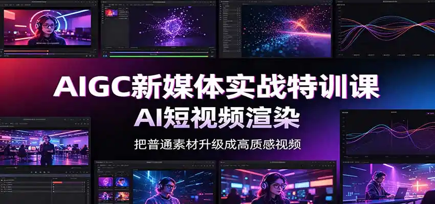 AIGC新媒体实战特训课：工具入门实操，AI短视频渲染，数字人商业视频制作-聚创源